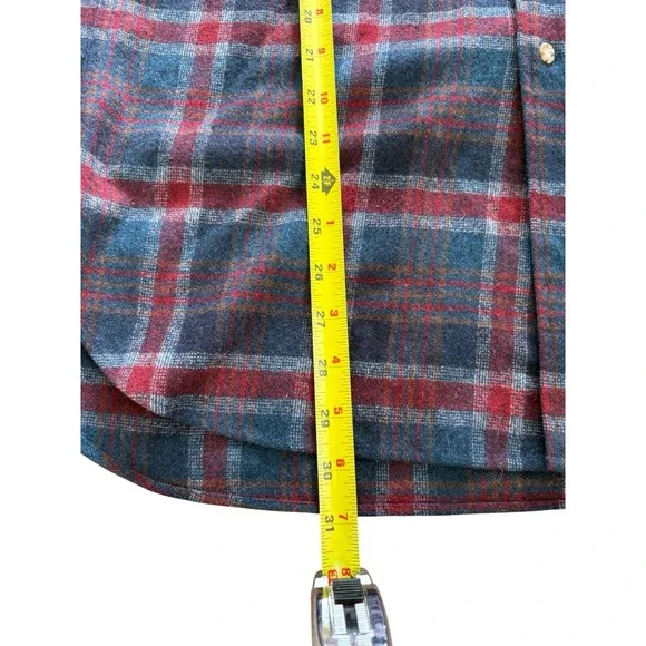 Pendleton VINTAGE 1970s Mens Plaid Wool Flannel Shirt Size M Long Made in USA - Picture 5 of 11